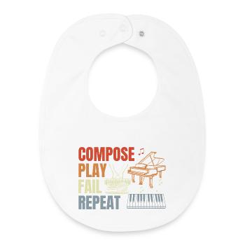 Piano Player Routine - Baby Organic Bib - white - Front