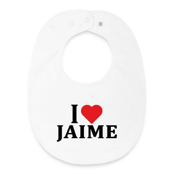 t-shirt J’aime Jaime idée cadeau t-shirt - Bavoir bébé bio - blanc - Devant