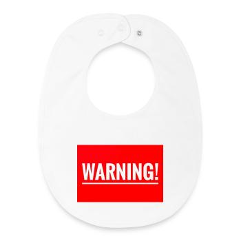Warning Flexible Embroidery Design - Baby Organic Bib - white - Front