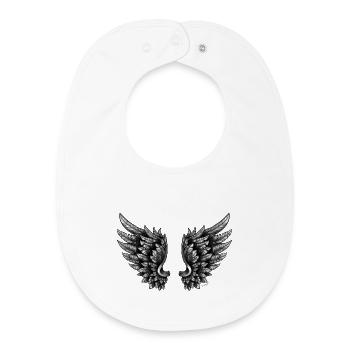 Black Angel Wings Angelwings Black - Baby Organic Bib - white - Front