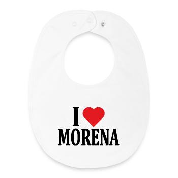 nom du t-shirt J’adore Morena idée cadeau t-shirt - Bavoir bébé bio - blanc - Devant