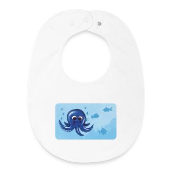 Lustiger Oktopus und Fische mit Luftblasen - Baby Organic Lätzchen - Weiß - Vorne