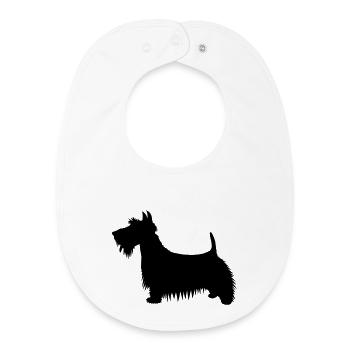 Eine Silhouettenillustration eines Scots Terrier - Baby Organic Lätzchen - Weiß - Vorne