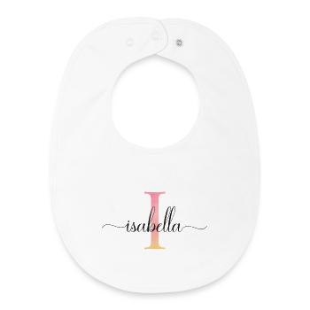 I | Monogramm | Name | Isabella |Watercolor - Baby Organic Lätzchen - Weiß - Vorne