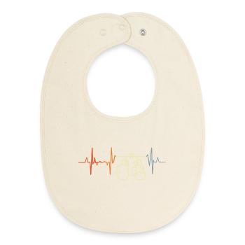 Vintage Boxer Cardiogram - Baby Organic Bib - soft Ecru - Front