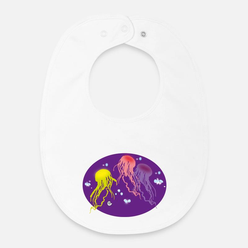 Méduse multicolore - Bavoir bébé bio - blanc