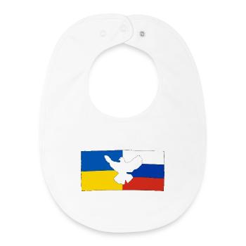 Paix pour l’Ukraine et la Russie - Bavoir bébé bio - blanc - Devant