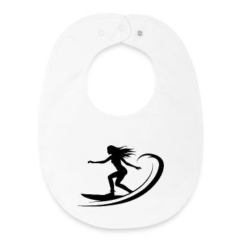 Dessin de fille surfeuse - Bavoir bébé bio - blanc - Devant