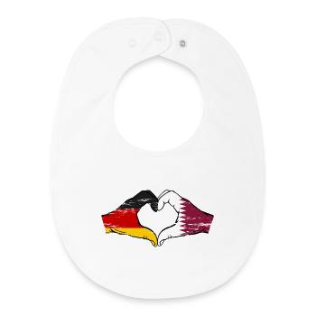Germany Qatar flag hands heart shape used - Baby Organic Bib - white - Front