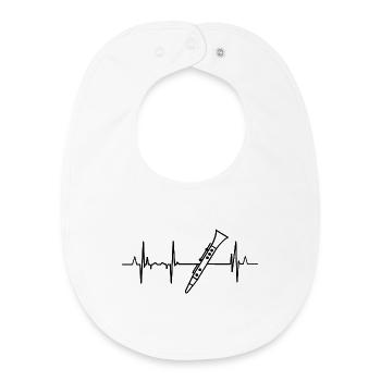 Clarinetist Heartbeat - Baby Organic Bib - white - Front