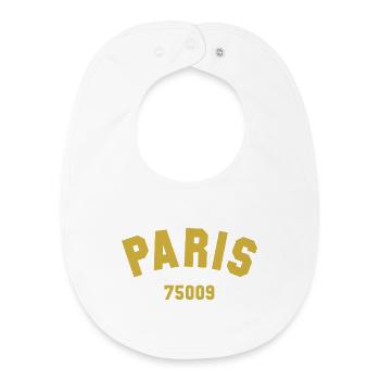 9e arrondissement de PARIS - Bavoir bébé bio - blanc - Devant