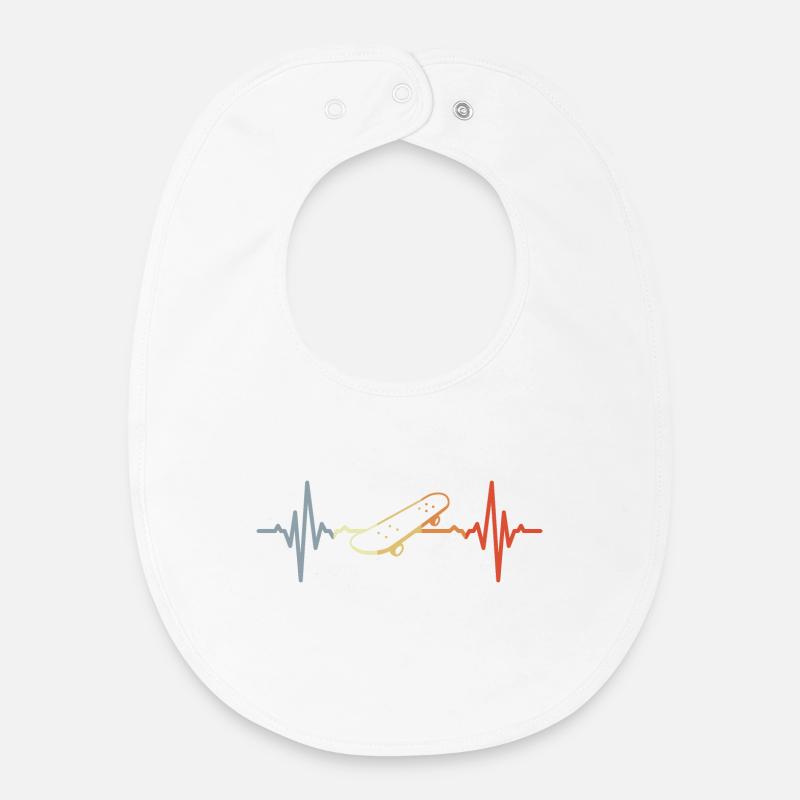 Vintage Skateboard Heartbeat - Bavoir bébé bio - blanc