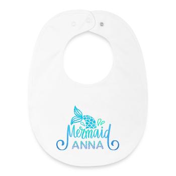 Namensshirt Anna mit Meerjungfrau - Baby Organic Lätzchen - Weiß - Vorne