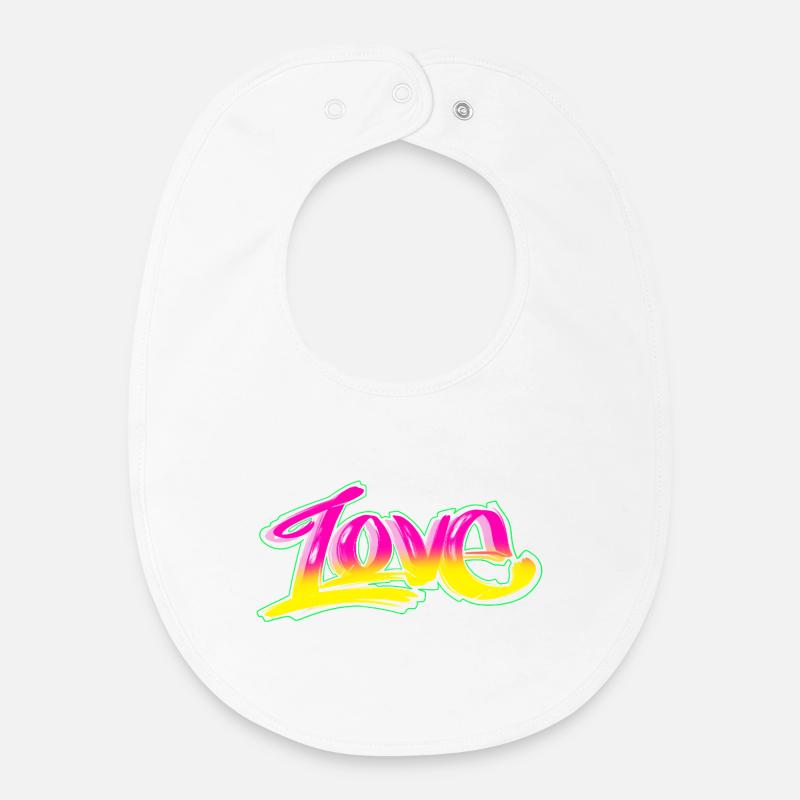 Graffiti Love - design streetstyle - Bavoir bébé bio - blanc