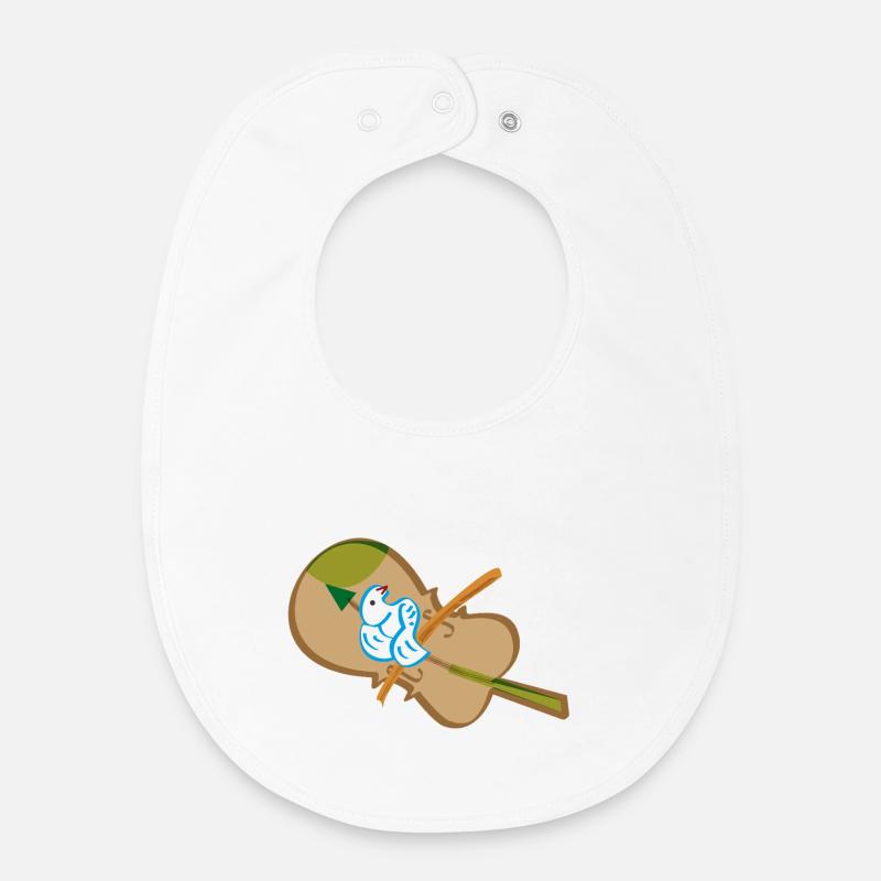 Violon avec colombe - Bavoir bébé bio - blanc