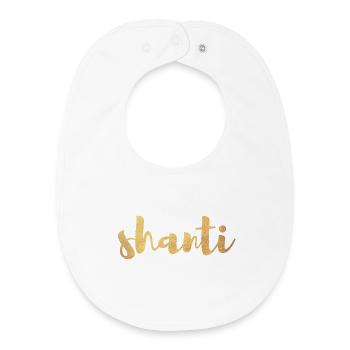 Shanti Gold Tranquillité Yoga Paix om Namaste Bouddhisme - Bavoir bébé bio - blanc - Devant