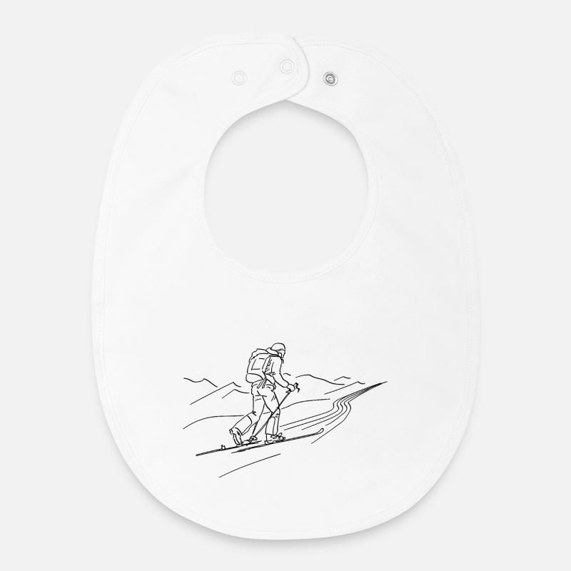 Ski de randonnée-noir-contour - Bavoir bébé bio - blanc