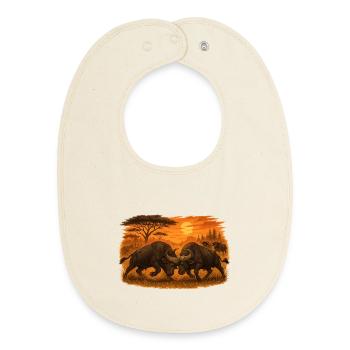 Battle of the Buffaloes – Wild Power. - Baby Organic Bib - soft Ecru - Front