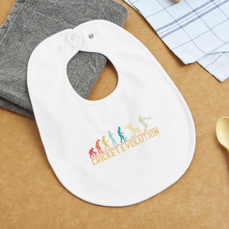 Conception sur le thème de Cricket Evolution Bavoir bébé bio