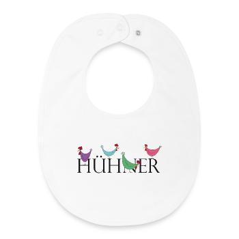 Humorvolle Hühner mit Wortspiel - Baby Organic Lätzchen - Weiß - Vorne