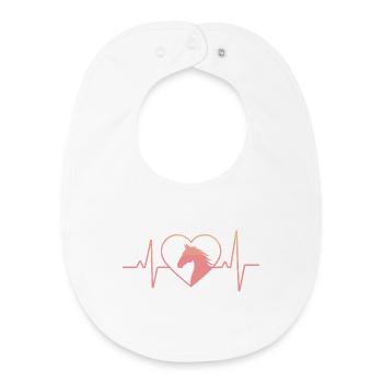 Cheval et coeur - Bavoir bébé bio - blanc - Devant