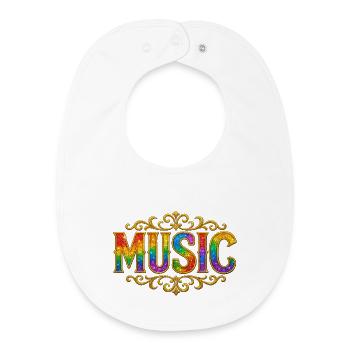 Effet de paillettes musicales colorées - Bavoir bébé bio - blanc - Devant