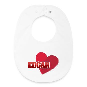 Lettrage EDGAR en forme de cœur - Bavoir bébé bio - blanc - Devant
