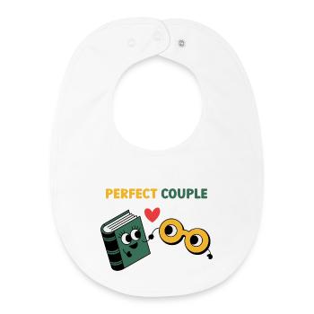 Couple parfait : nuage et parapluie - Bavoir bébé bio - blanc - Devant