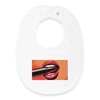 Lips PopArt Kiss - Baby Organic Bib - white - Front