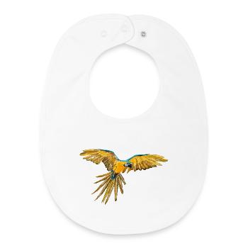 Yellow-blue parrot flight - Baby Organic Bib - white - Front