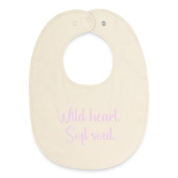 Wild Heart Gentle Soul - Baby Organic Bib - soft Ecru - Front