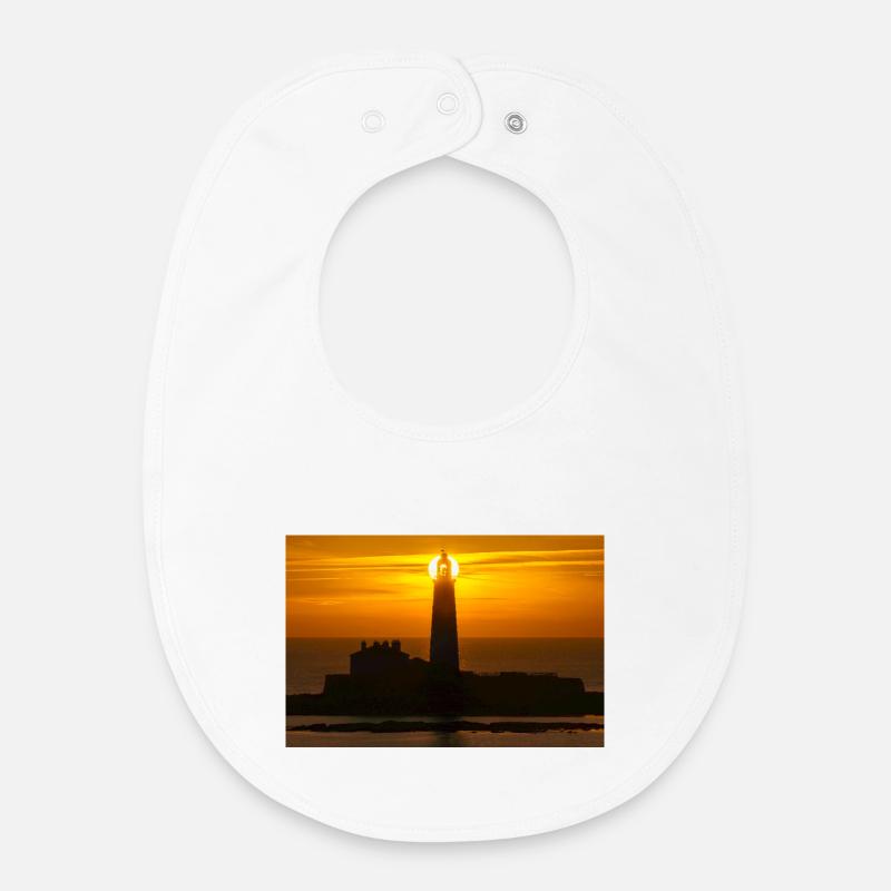 lever du soleil Phare de St Marys - Bavoir bébé bio - blanc