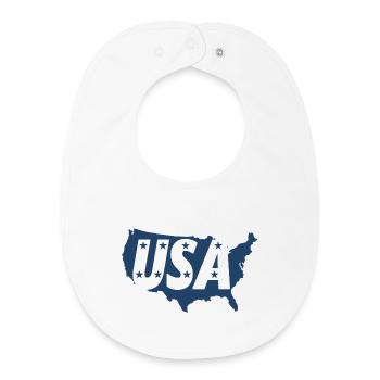 United States Map with Stars - Baby Organic Bib - white - Front