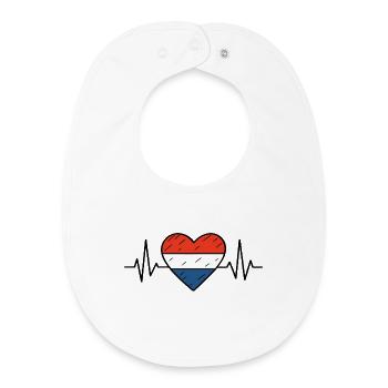 Niederlande Heartbeat Line Flagge Liebe Reisen Design - Baby Organic Lätzchen - Weiß - Vorne