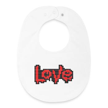 Pixel Art Text – LOVE in Red Letters - Baby Organic Bib - white - Front
