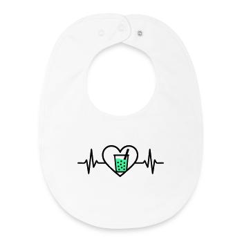 Bubble Tea Heart Boba Drink Sweet Trend - Baby Organic Bib - white - Front