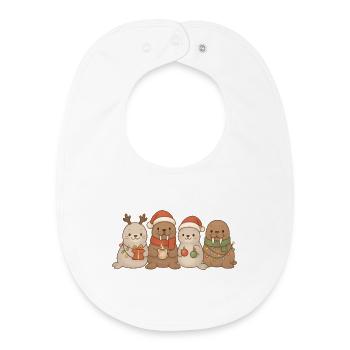 Phoques et morses Enfants Garçons Filles Noël - Bavoir bébé bio - blanc - Devant
