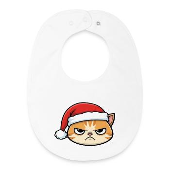 Genervte Katze mit Weihnachtsmütze - Baby Organic Lätzchen - Weiß - Vorne