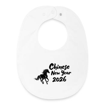 Chinese New Year 2026 Pferdesymbol - Baby Organic Lätzchen - Weiß - Vorne
