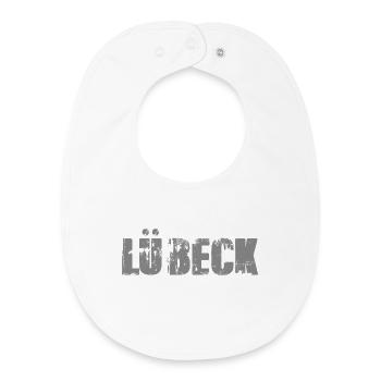 Lübeck Distressed Wordmark - Baby Organic Bib - white - Front