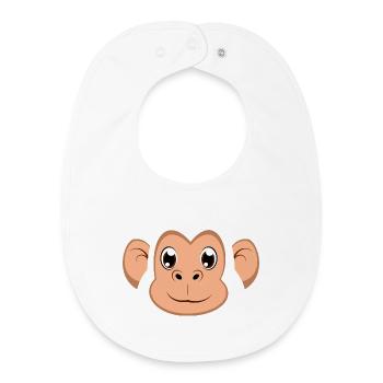 Cute Cartoon Monkey Face Happy Chimp Costume - Baby Organic Bib - white - Front