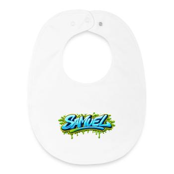 GRAFFITI-NAME SAMUEL FÜR PERFEKTES GESCHENK DRUCKBAR - Baby Organic Lätzchen - Weiß - Vorne