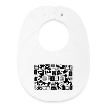Silhouette cassette des années 80 - Bavoir bébé bio - blanc - Devant