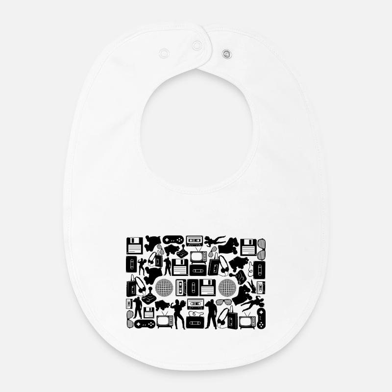 Silhouette cassette des années 80 - Bavoir bébé bio - blanc