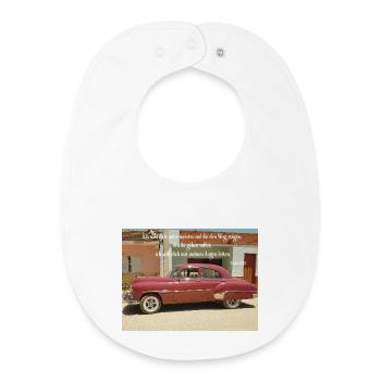 Vintage Pink Car and Psalm Leadership - Baby Organic Bib - white - Front