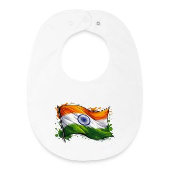 Drapeau indien - Bavoir bébé bio - blanc - Devant