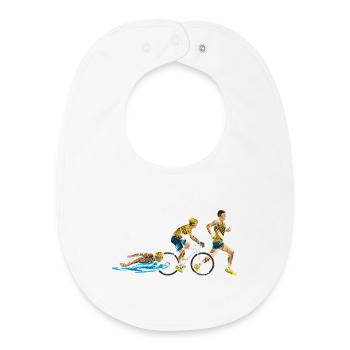 Relai Triathlon: Nage-Cycle-Course - Bavoir bébé bio - blanc - Devant