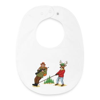 Forest Tug Duo: Hunter & Deer - Baby Organic Bib - white - Front