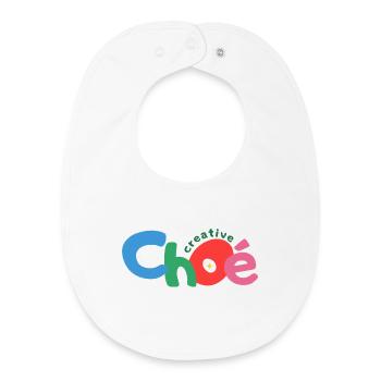 choe creative texte - Bavoir bébé bio - blanc - Devant