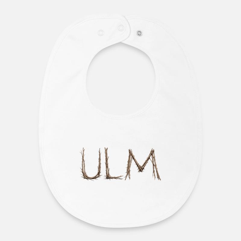 Lettrage ULM avec des brindilles posées par le moineau - Bavoir bébé bio - blanc